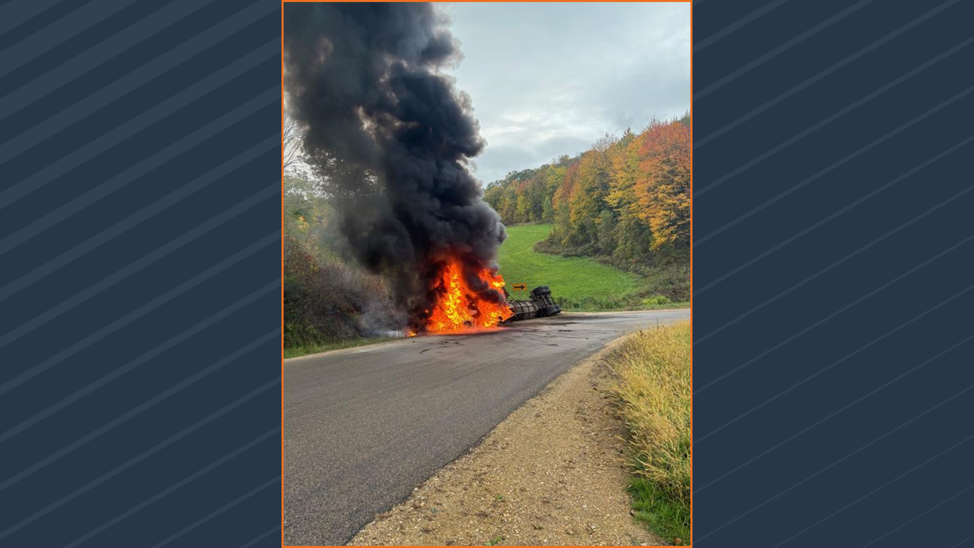 Semi tanker rolls over, catches fire in the Township of Canton | Local ...