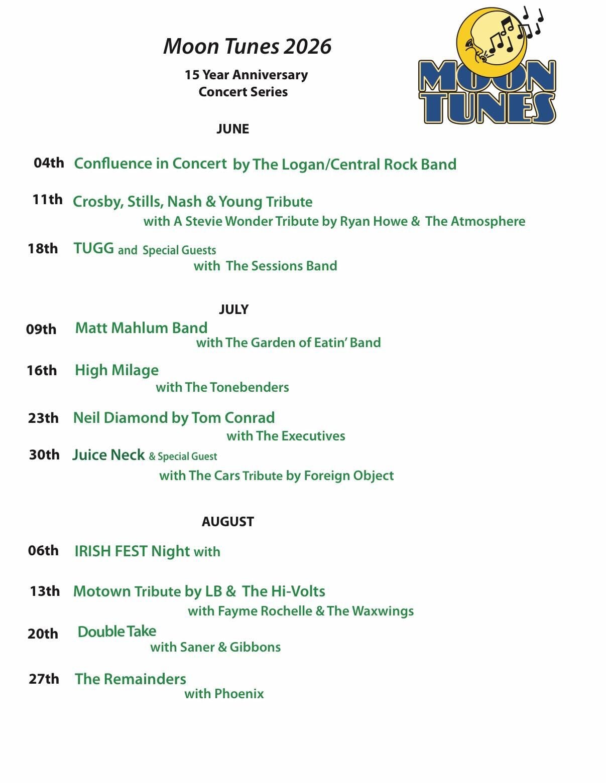 Moon Tunes announces 15th anniversary concert lineup for summer