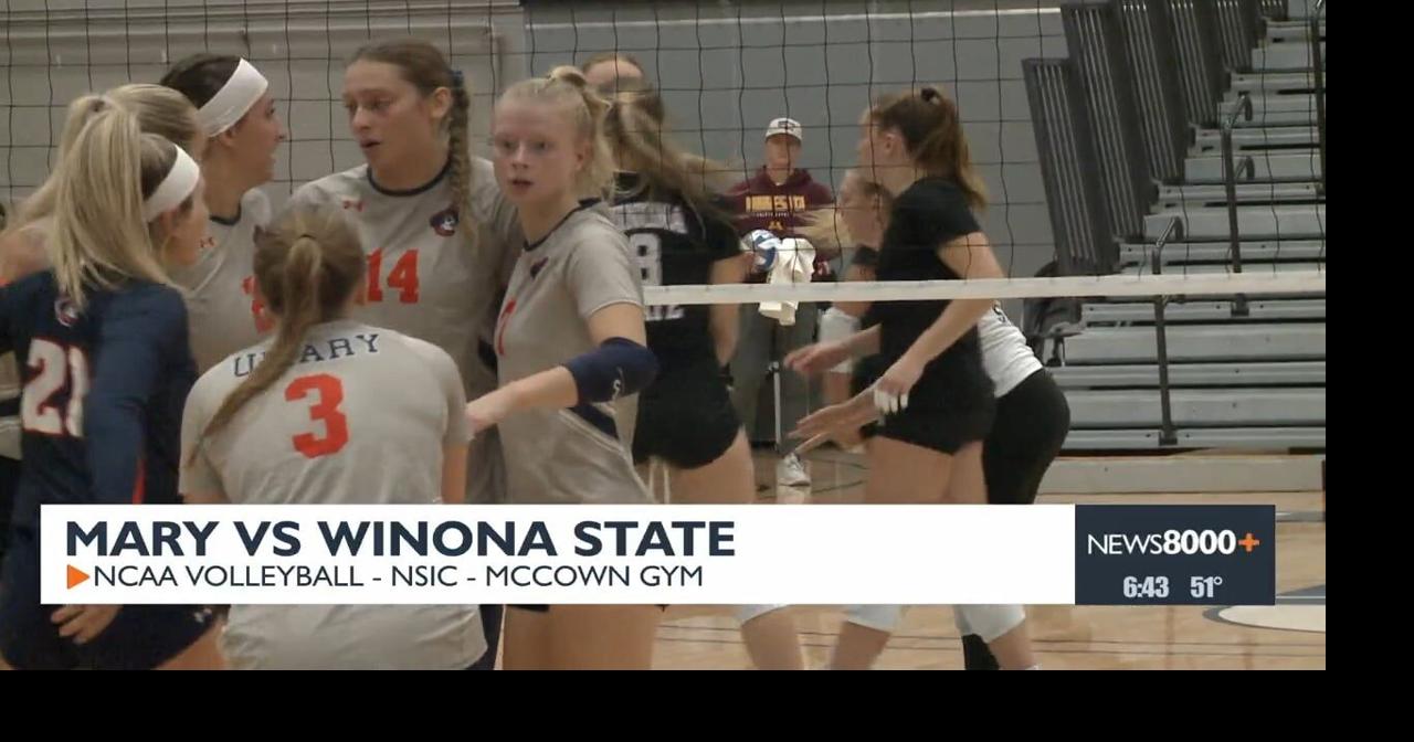 Winona State volleyball takes down Mary in three sets Winona State