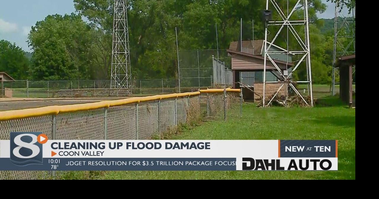 Coon Valley cleaning up ball field after flooding Local News