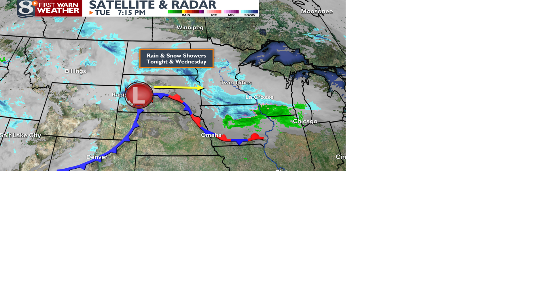 Scattered Rain & Snow Showers Tonight & Wednesday | Forecast | news8000.com
