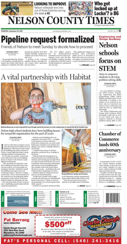 Nelson County Times for Sept. 24, 2015 From the Archives