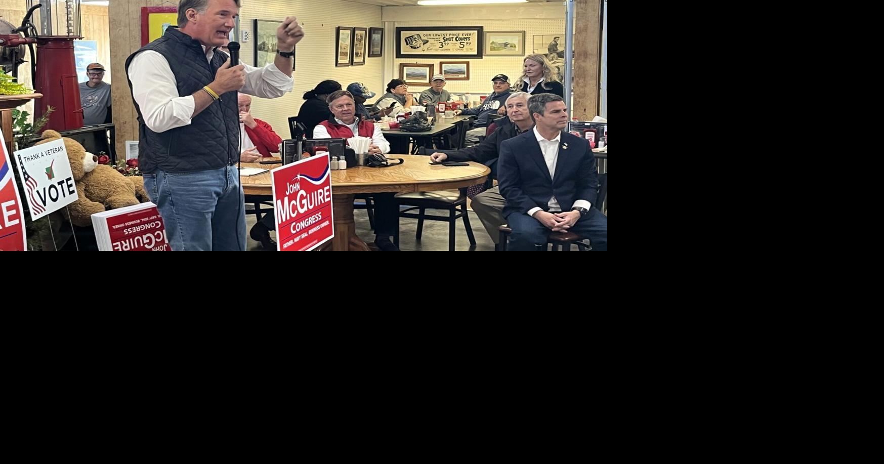 Former governor Youngkin calls on crowd to support McGuire