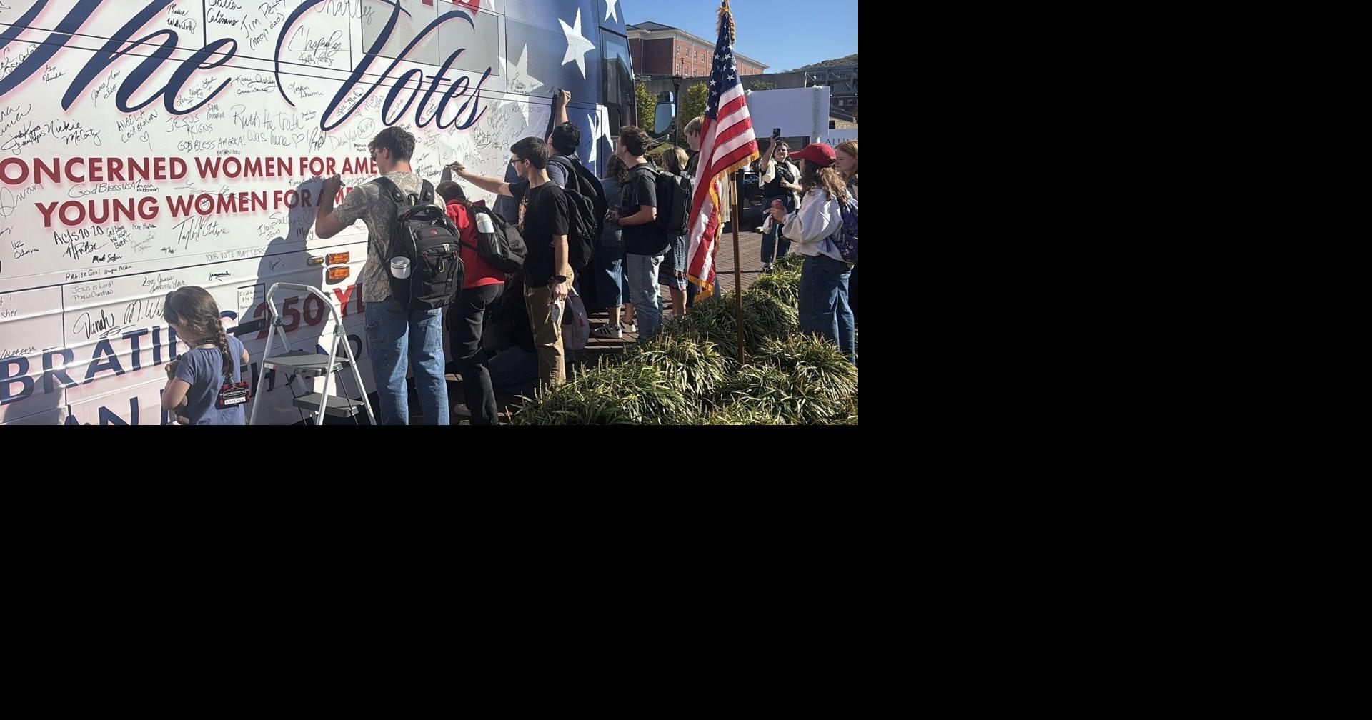 cwa’s pink bus tour stops at liberty university for voting