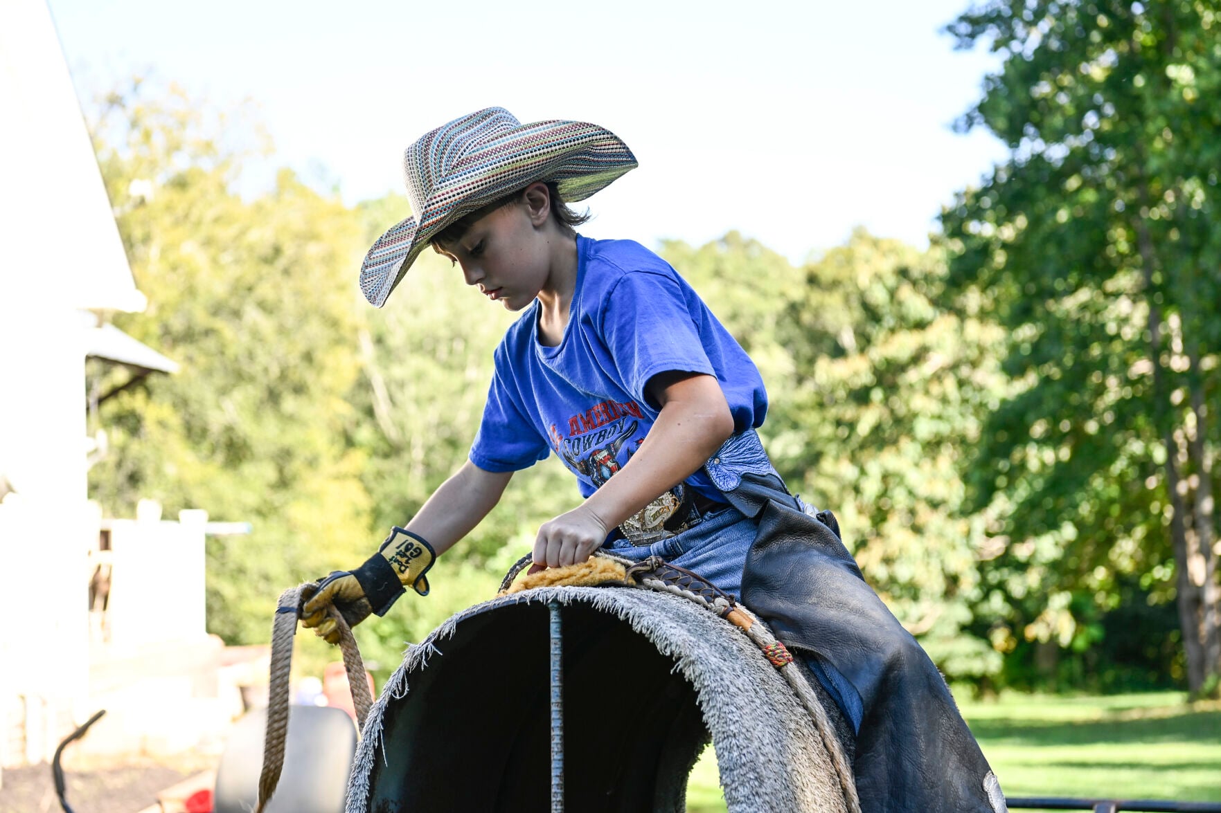 Play Bull Riding Amherst mini-bull rider enjoys riding on rodeo circuit