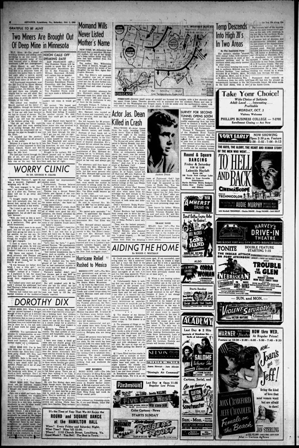 The News Advance pages from the past: James Dean dies