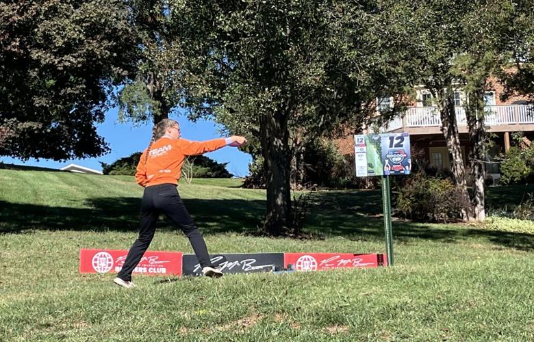 Silva Saarinen, of Finland, tees off on the 12th hole at Ivy Hill Golf Club