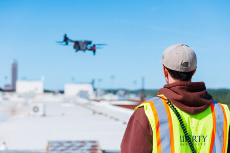 Student drone operators provide eyes in the sky for Commencement