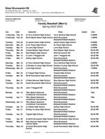 West Brunswick Spring sports schedules