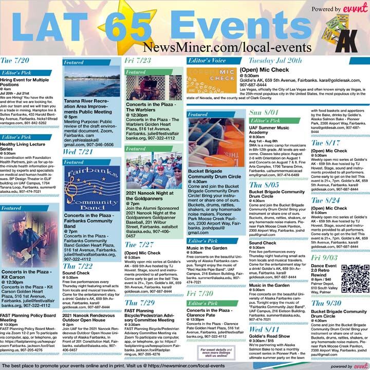 The calendar of events is changing. Here's what you need to know. |  Latitude 65 | newsminer.com