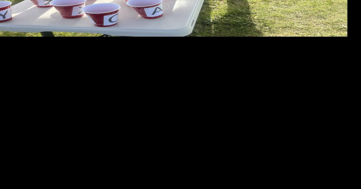 HIt the cup with the first letter of your first name