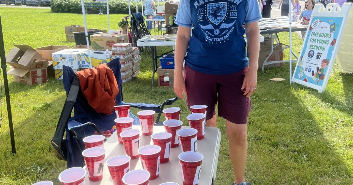 HIt the cup with the first letter of your first name