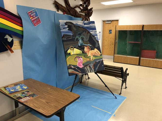 Artist in residence teaches children about color theory and painting