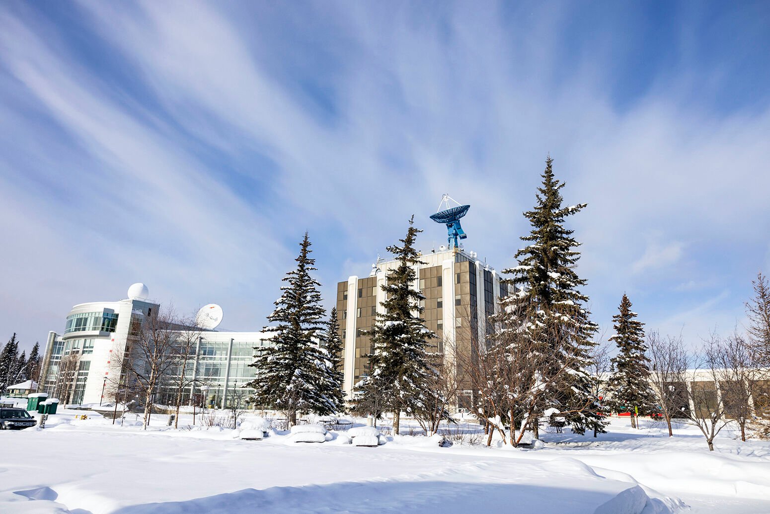 The Elvey Building, right, at the University of Alaska Fairbanks houses the Geophysical Detection of Nuclear Proliferation University Affiliated Research Center.