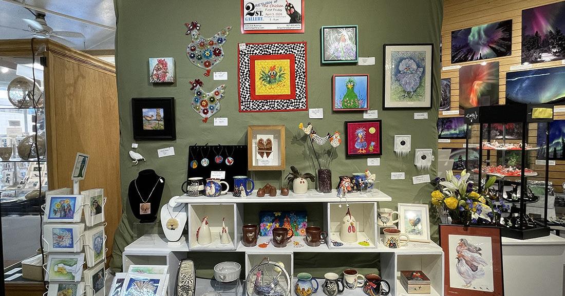 'Return of the Chicken' features the funny farm fowl at 2 Street Gallery all month