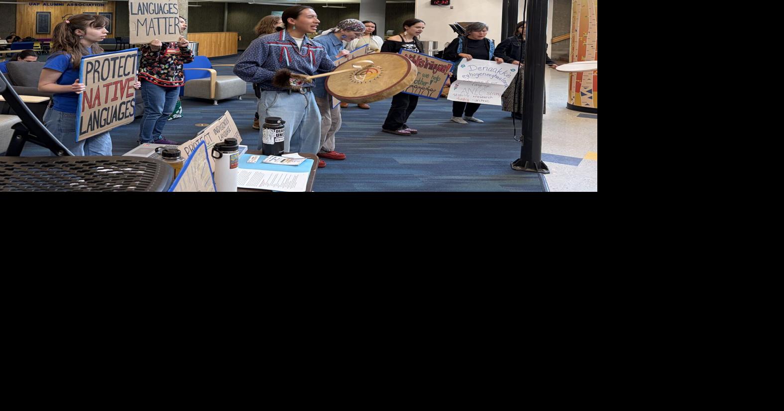 UAF Students demonstrate for Alaska Native Language Center