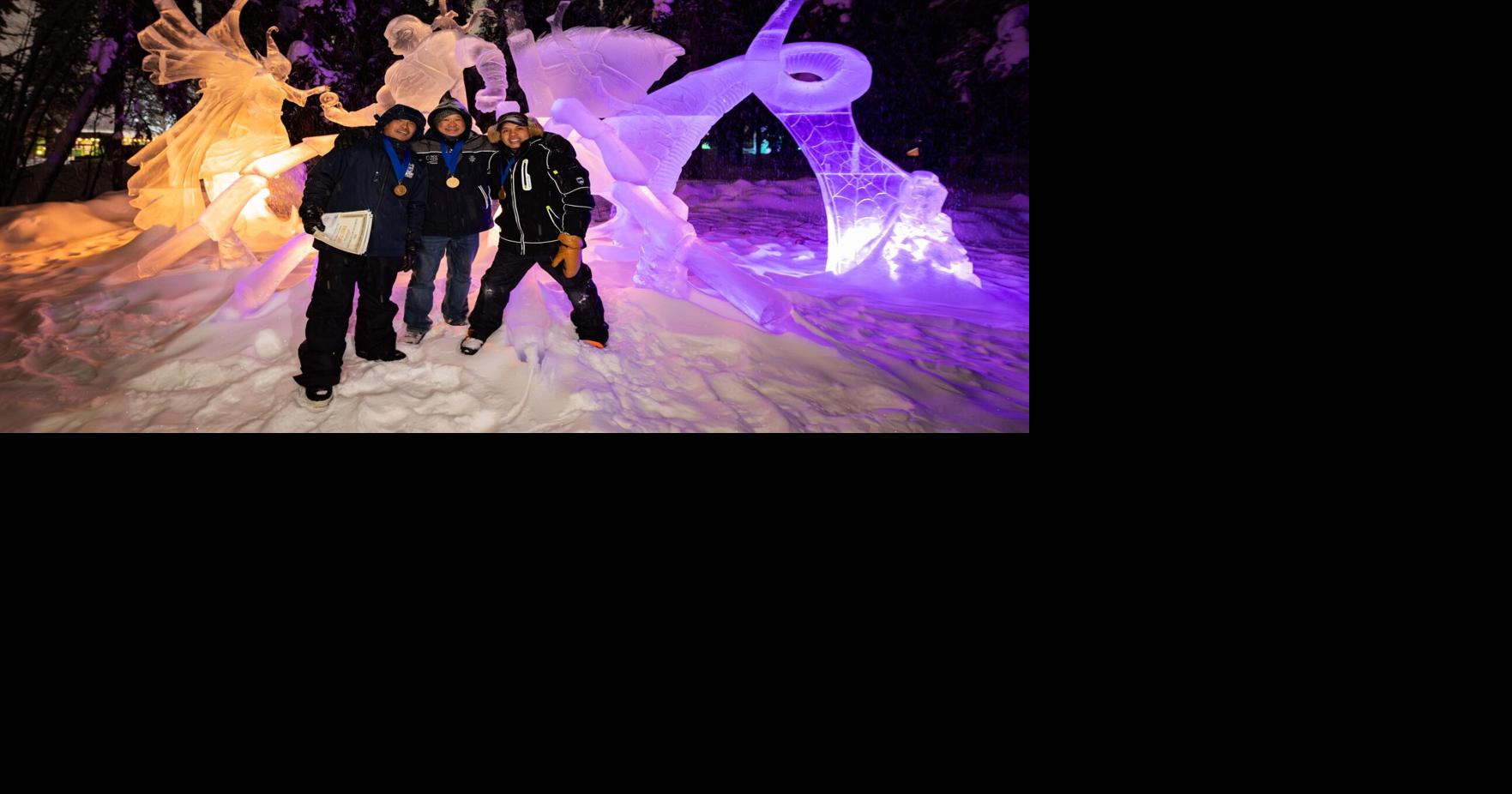 Filipino ice carvers win back-to-back multiblock competitions at the 2026 World Ice Art Championships