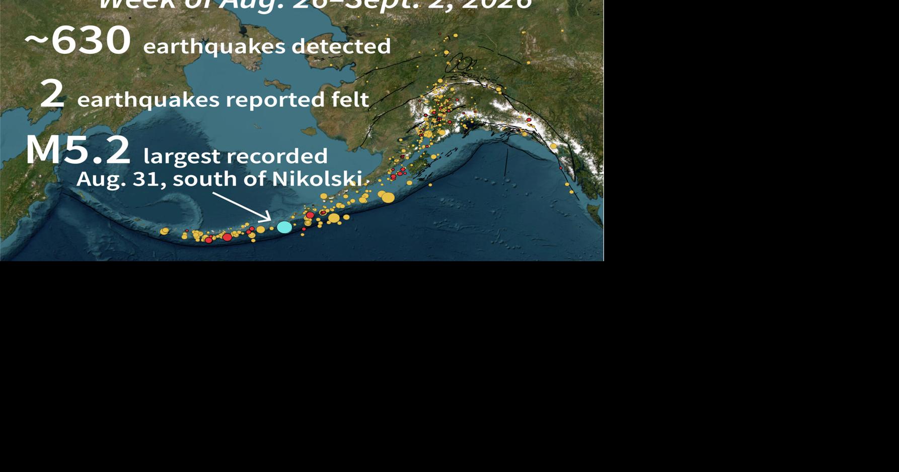 Alaska earthquake activity Aug. 26-Sept. 2