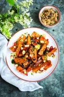 Honey-chili butternut squash and sweet potatoes