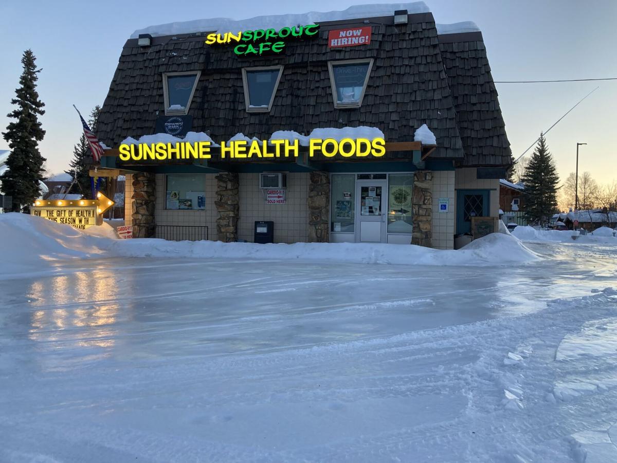 Icy parking lot at Fairbanks store