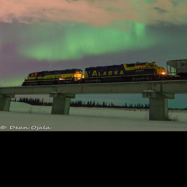 Alaska Railroad under the northern lights Our Town