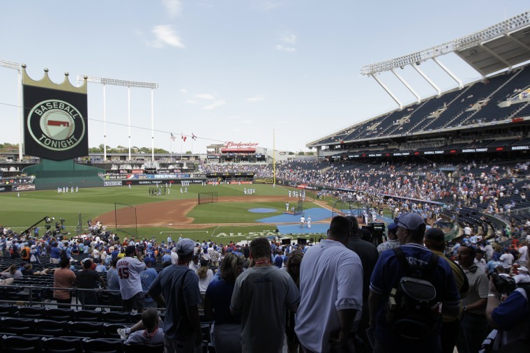 Kauffman stadium with statue of George Brett. Home of the Royals