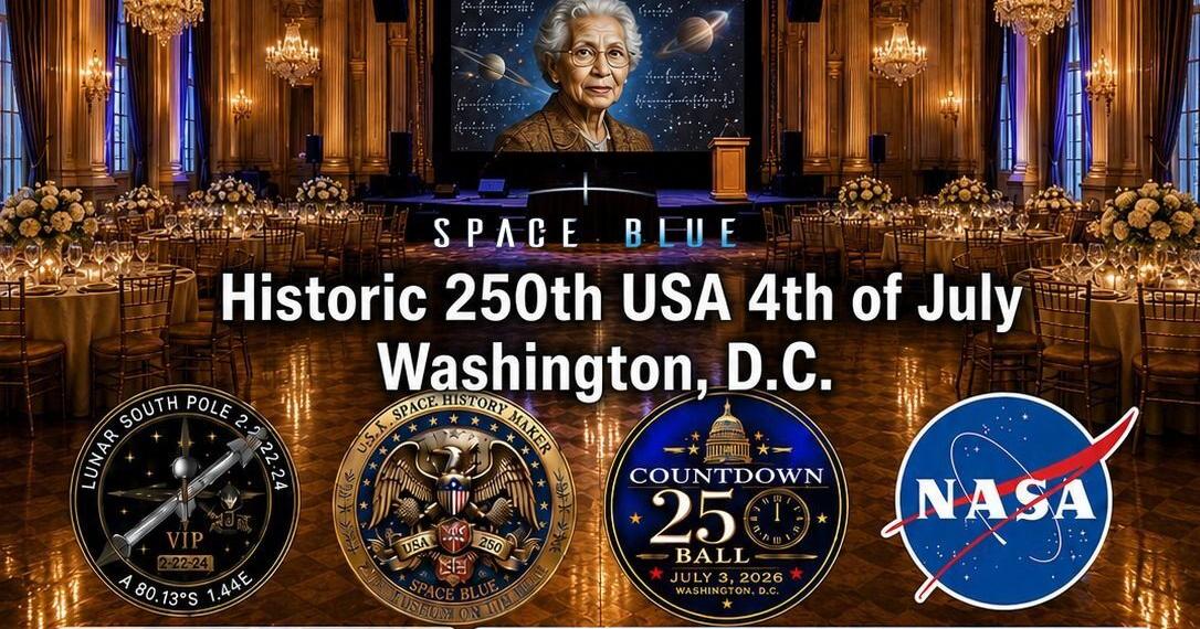 Space Blue Invites NASA credited Hidden Pioneers to Countdown 250 Ball in Celebration of Shared Synergy in Space, Culture, Music, and American Heroes.