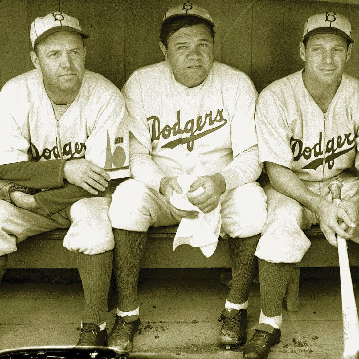 Two Brooklyn Dodgers players at Braves Field - Digital Commonwealth