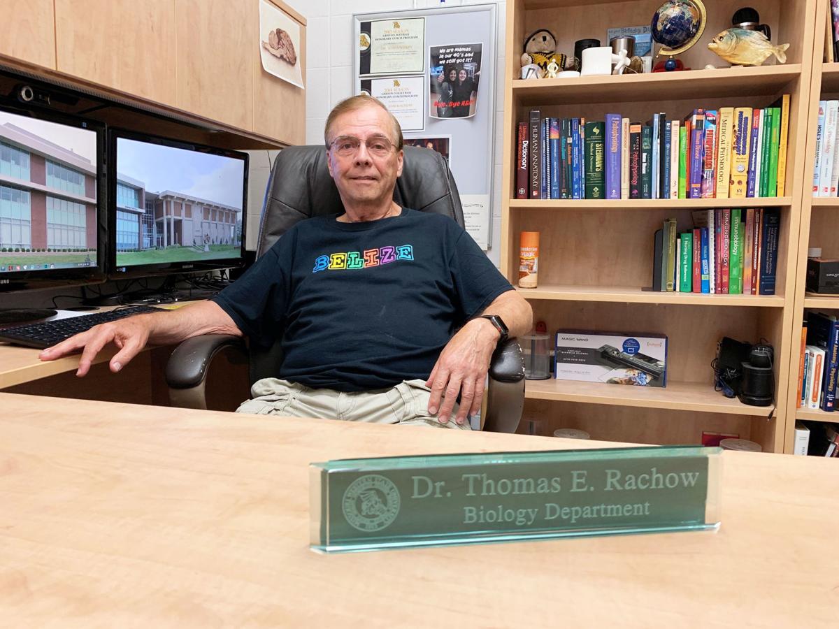 Professor Tom Rachow in his office