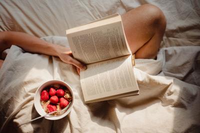 book, fruit, mindfulness, self care, relax