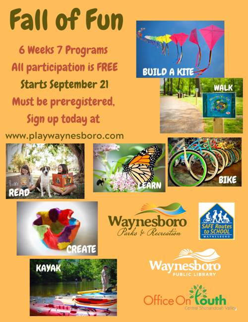 Waynesboro Parks and Rec Fall Programming Flyer