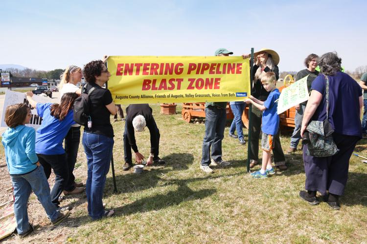 'Blast Zone' sign installed by pipeline opposition groups