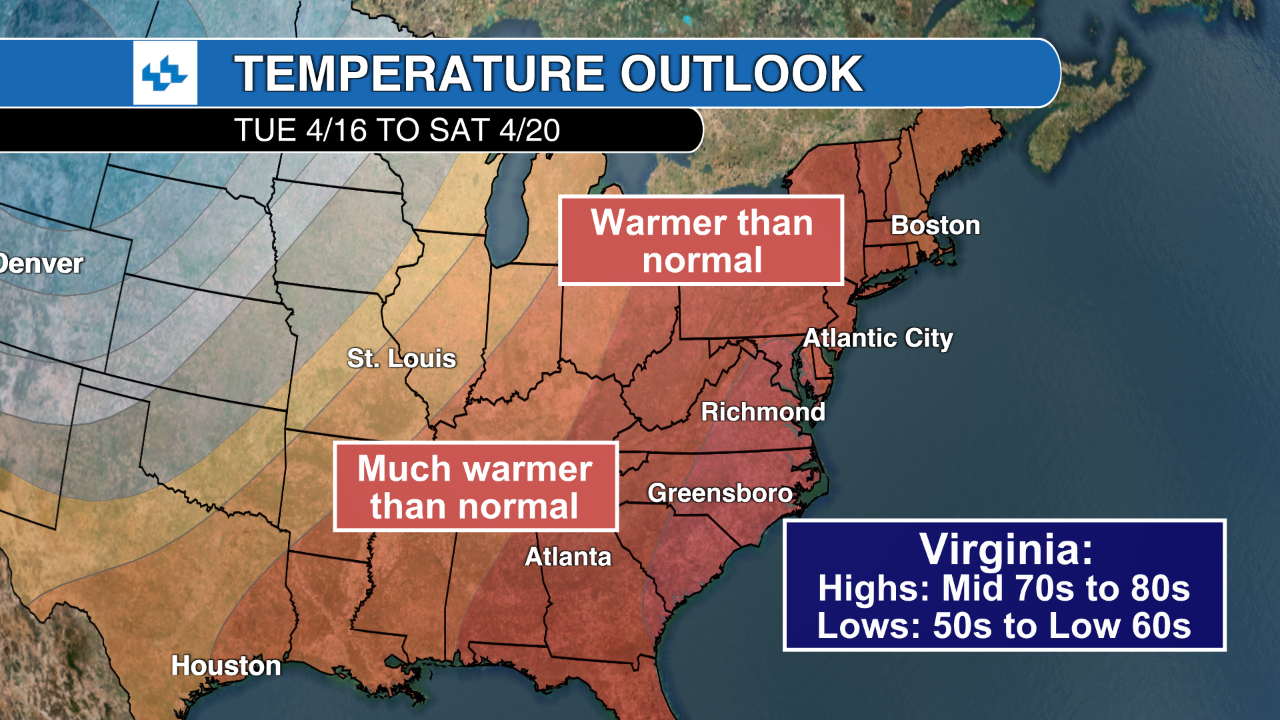 Warmest spell so far this season just ahead for Virginia