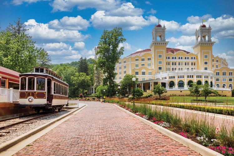 West Baden Springs Hotel and Trolley.jpg