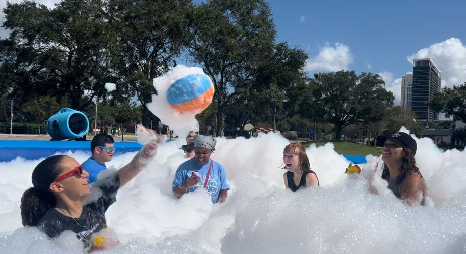 Under the bubbles at UCF Downtown's Foam Splash Life The Charge