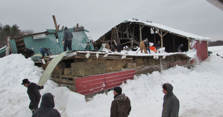 Heavy Snow Collapses Boylston Barn Mennonites Help Rebuild
