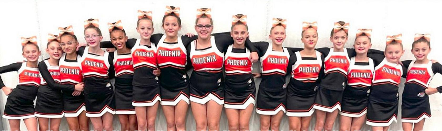 Two Pop Warner Phoenix Firebirds cheerleading teams make it to
