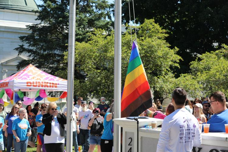 About 500 people gather for Pride Flag raising at Watertown City Hall ...