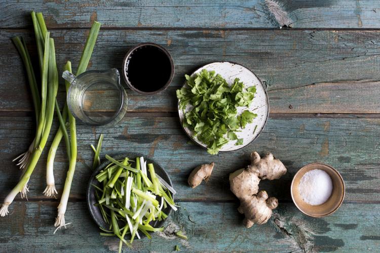 a FRESH, BRIGHT way to STIRFRY Ginger scallion chicken offers a