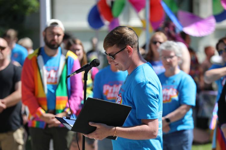 About 500 people gather for Pride Flag raising at Watertown City Hall ...