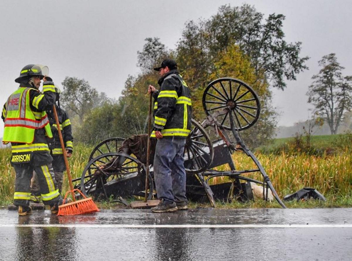 Amish man suffers broken neck when car rearends buggy St. Lawrence
