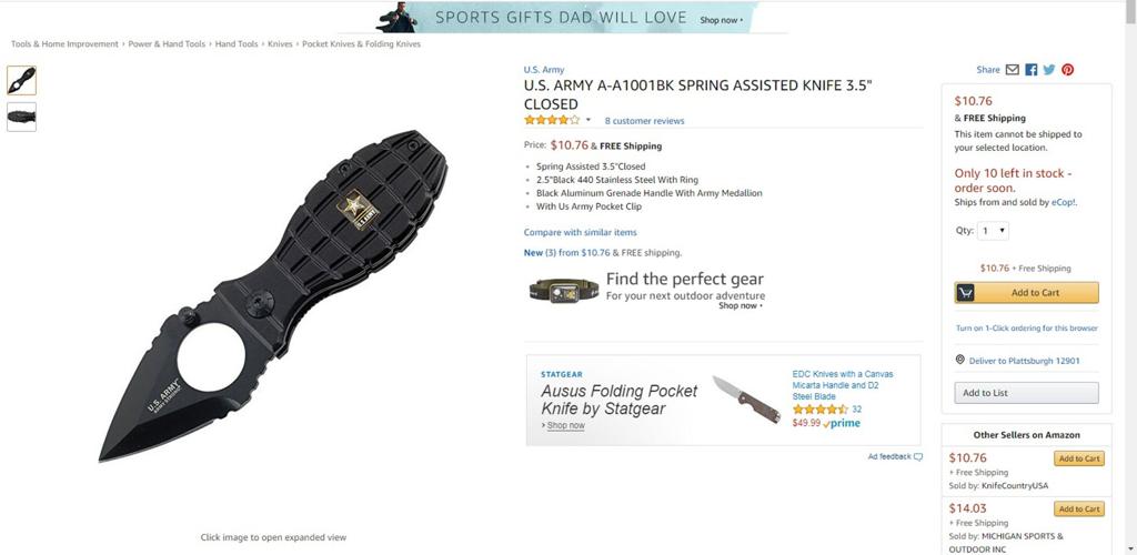 Many commonly available knives may be illegal under New York state law