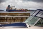 Sighting of liquid natural gas-powered vessel gives area peek at cleaner option in shipping