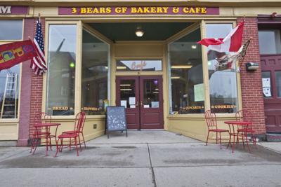 A photo of the outside of 3 Bears Gluten-Free Bakery and Cafe in downtown Potsdam, New York.