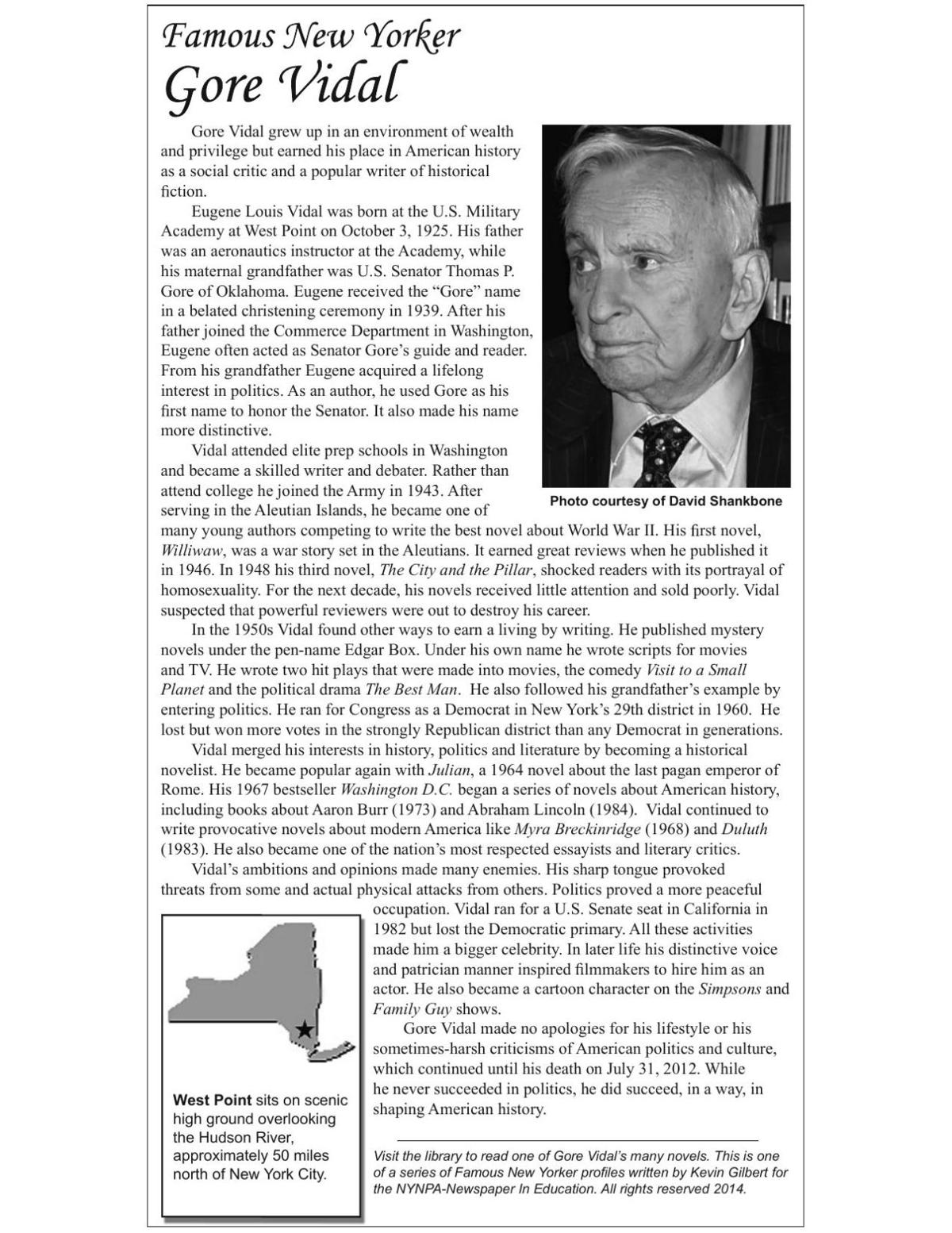 Famous New Yorker Gore Vidal Kidscontent Nny360 Com