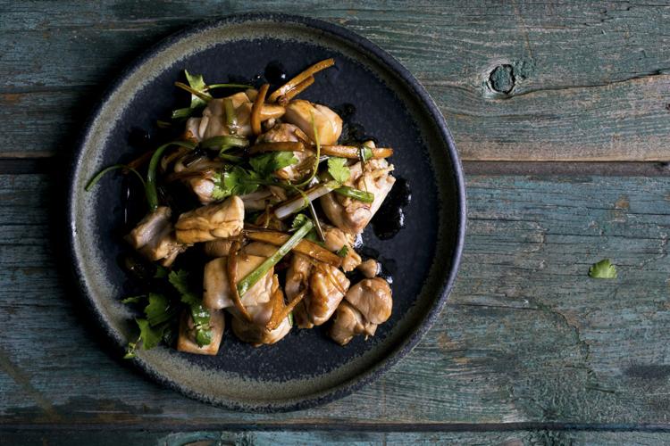 a FRESH, BRIGHT way to STIRFRY Ginger scallion chicken offers a