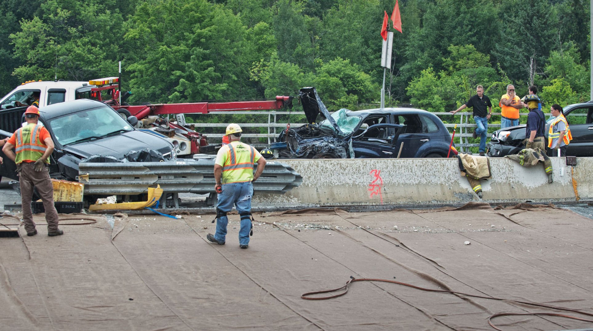 truck driver crashes into bridge 2021