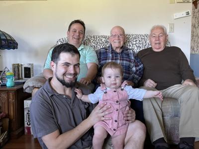 five generations of the Grill family gather