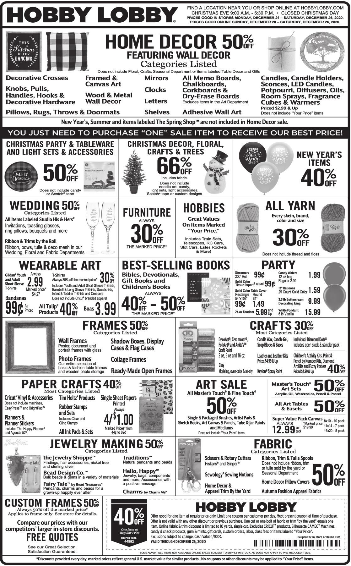 Hobby Lobby Print Ads