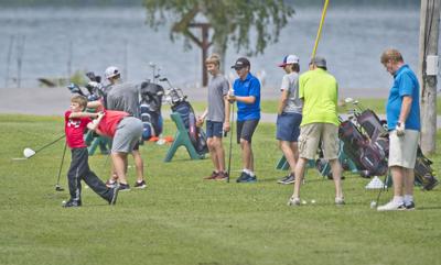 Getting in some practice swings